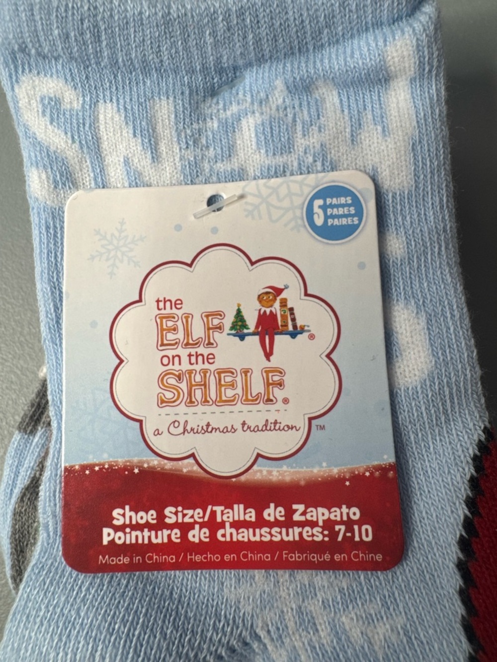 The Elf on the Shelf® a Christmas tradition Christmas themed socks 5-pack lights - Picture 2 of 7